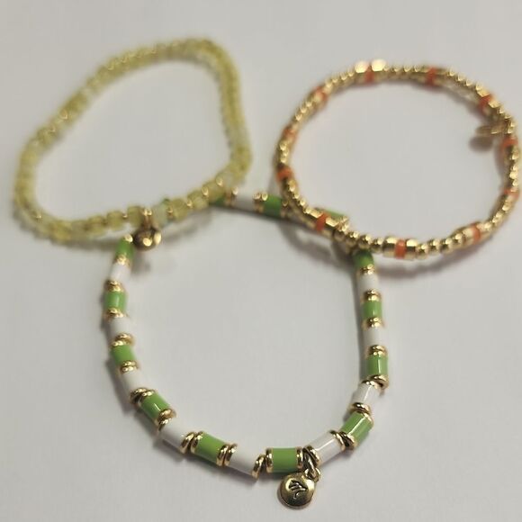 Madewell Jewelry - Madewell Orange Crush Beaded Bracelets In Sweet Honeydew